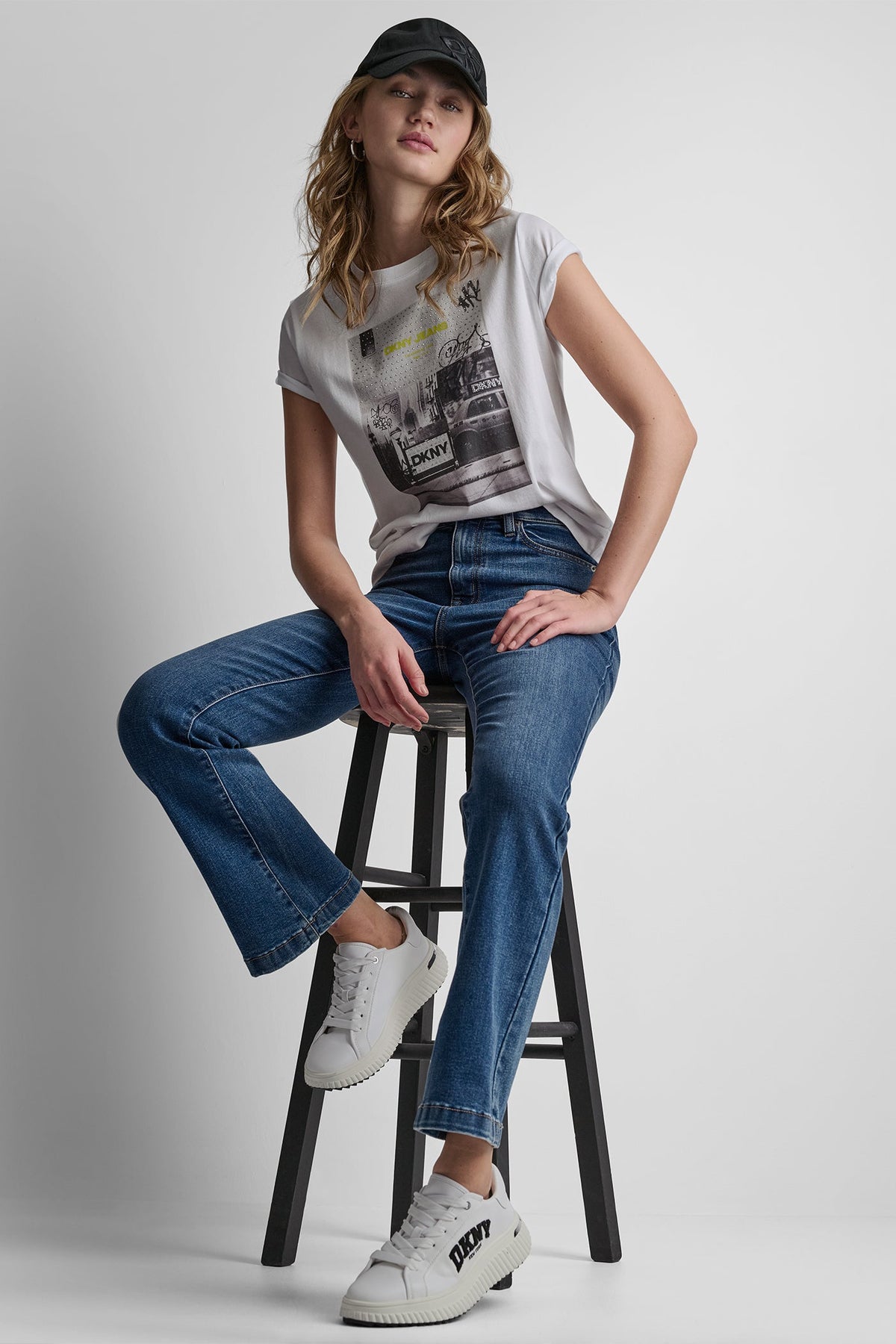 DKNY PHOTOREAL LOGO CREW NECK TEE White/Black Combo | DKNY