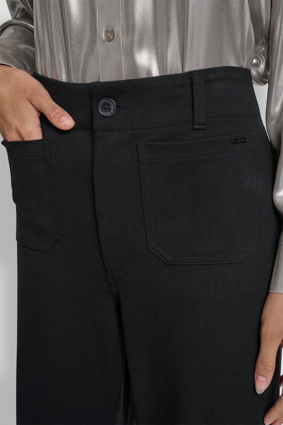 CROPPED HIGH-RISE WIDE-LEG PANT Black | DKNY