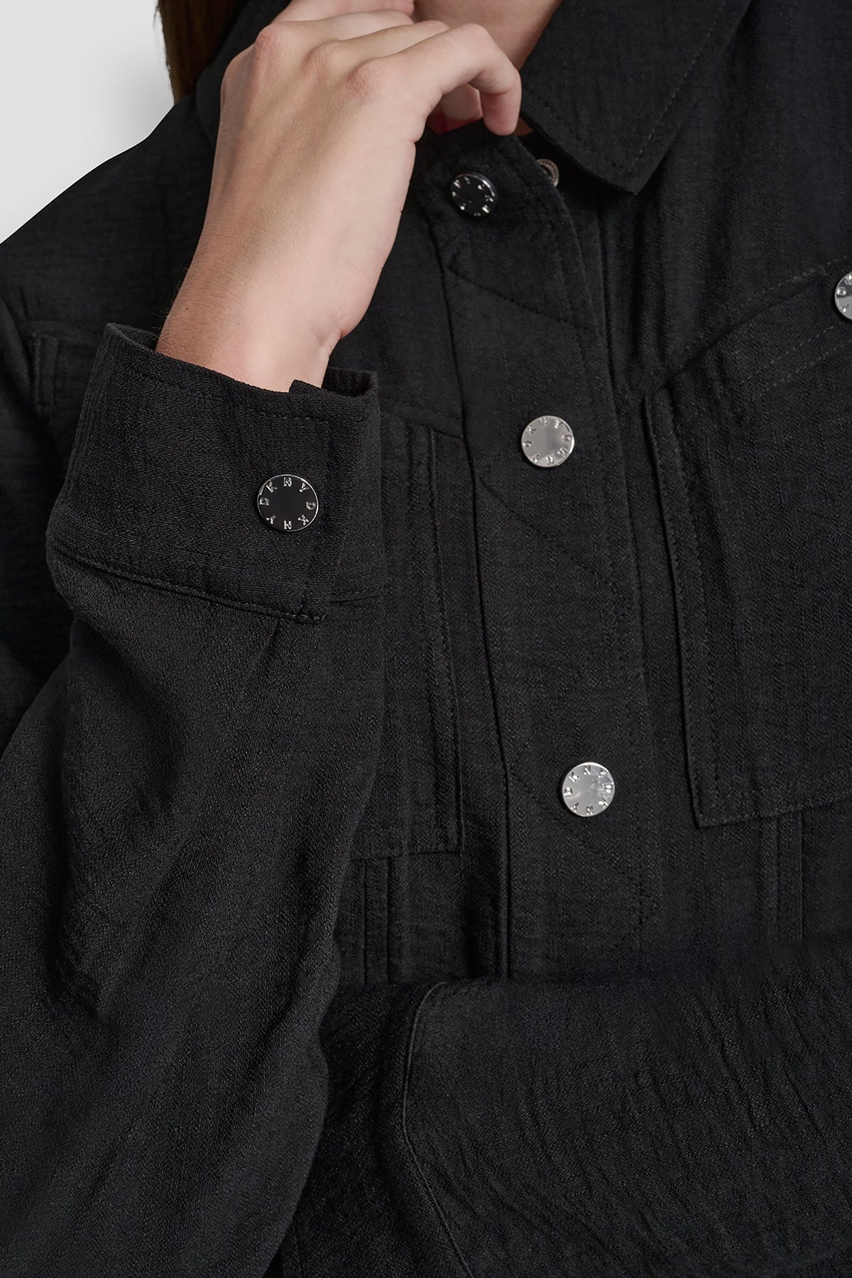 CROPPED TRUCKER JACKET Black | DKNY