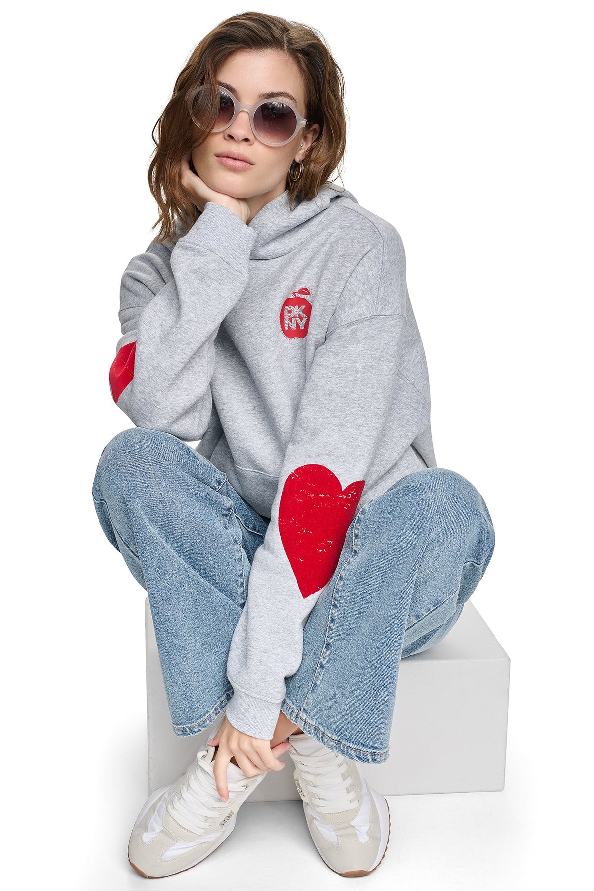 OVERSIZED BIG APPLE LOGO HOODIE Black | DKNY