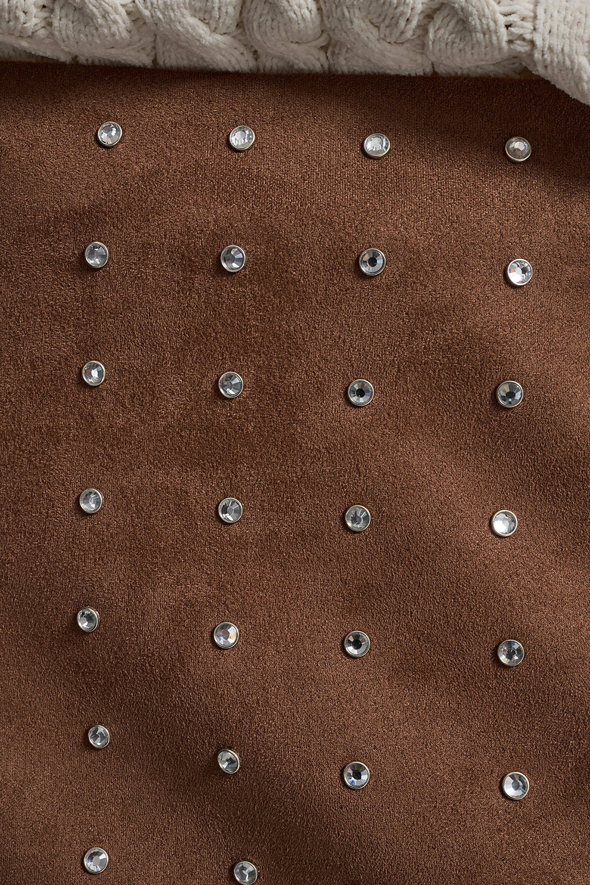 EMBELLISHED FAUX SUEDE MINI SKIRT BURNT SUGAR FAUX SUEDE | DKNY