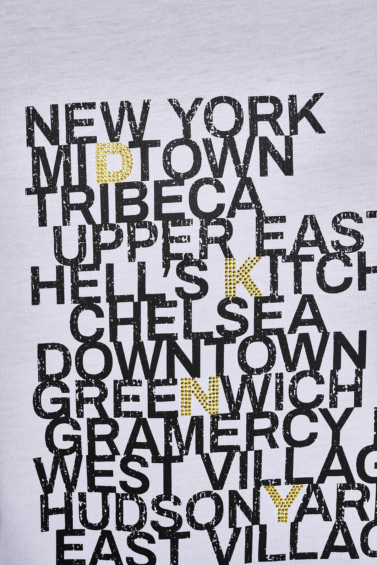 RHINESTONE NEIGHBORHOOD TEE Black/Eggnog Clear | DKNY