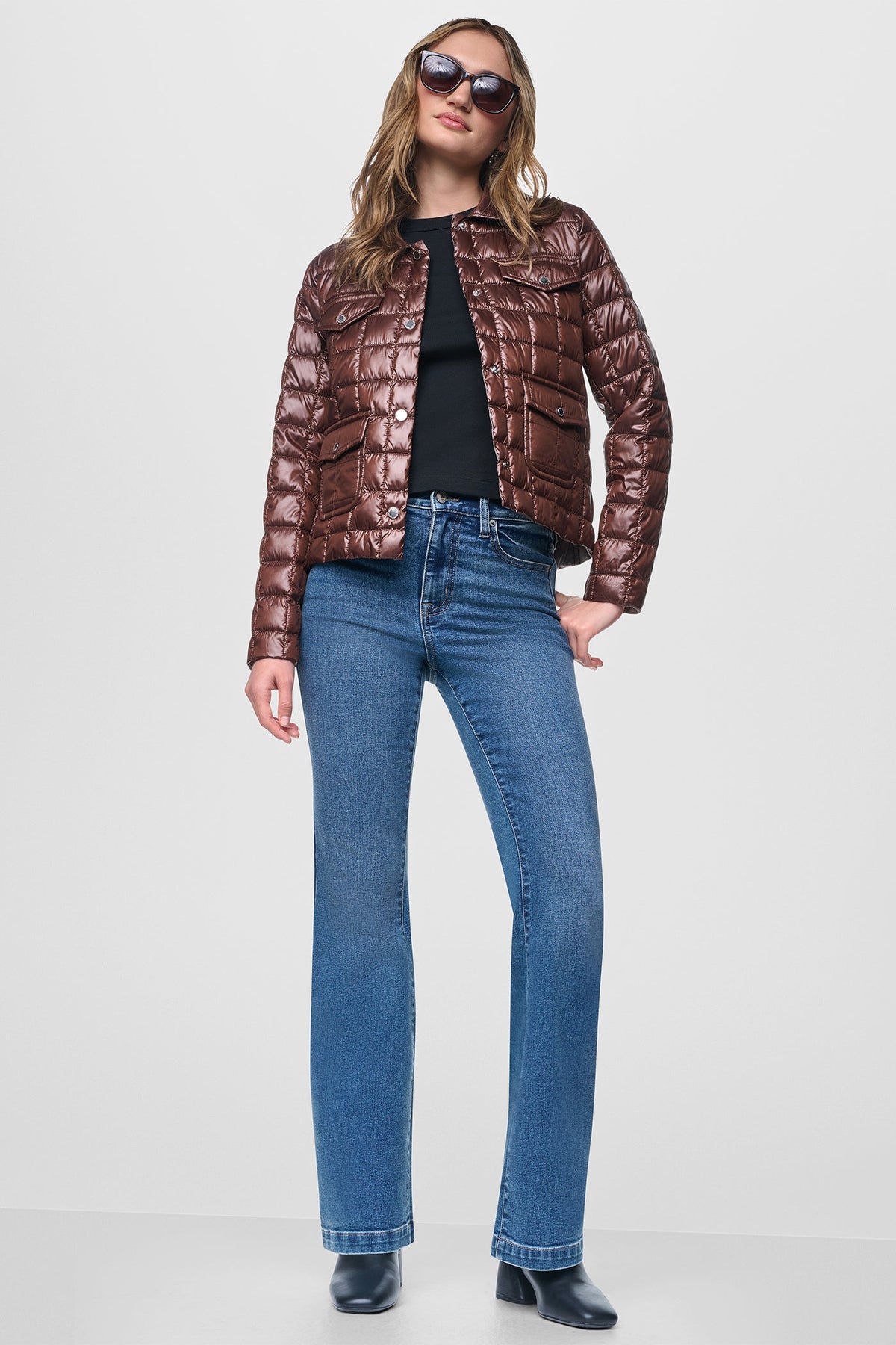 BOX QUILT PUFFER JACKET Metallic Crocodile | DKNY