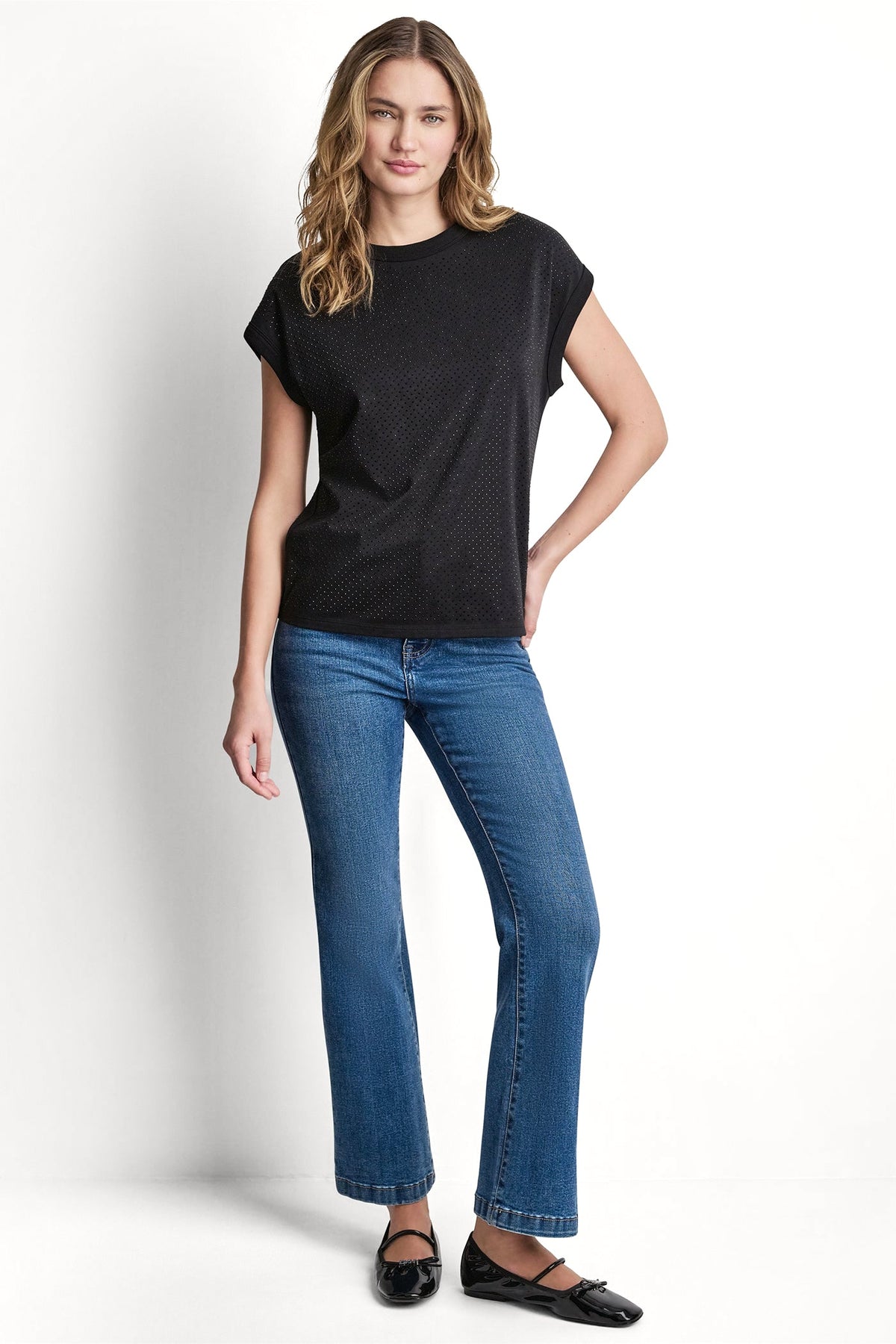 RHINESTONE EMBELLISHED TANK TOP Black | DKNY