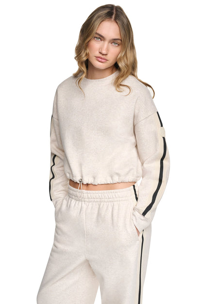 CROPPED STRIPED SWEATSHIRT Black | DKNY