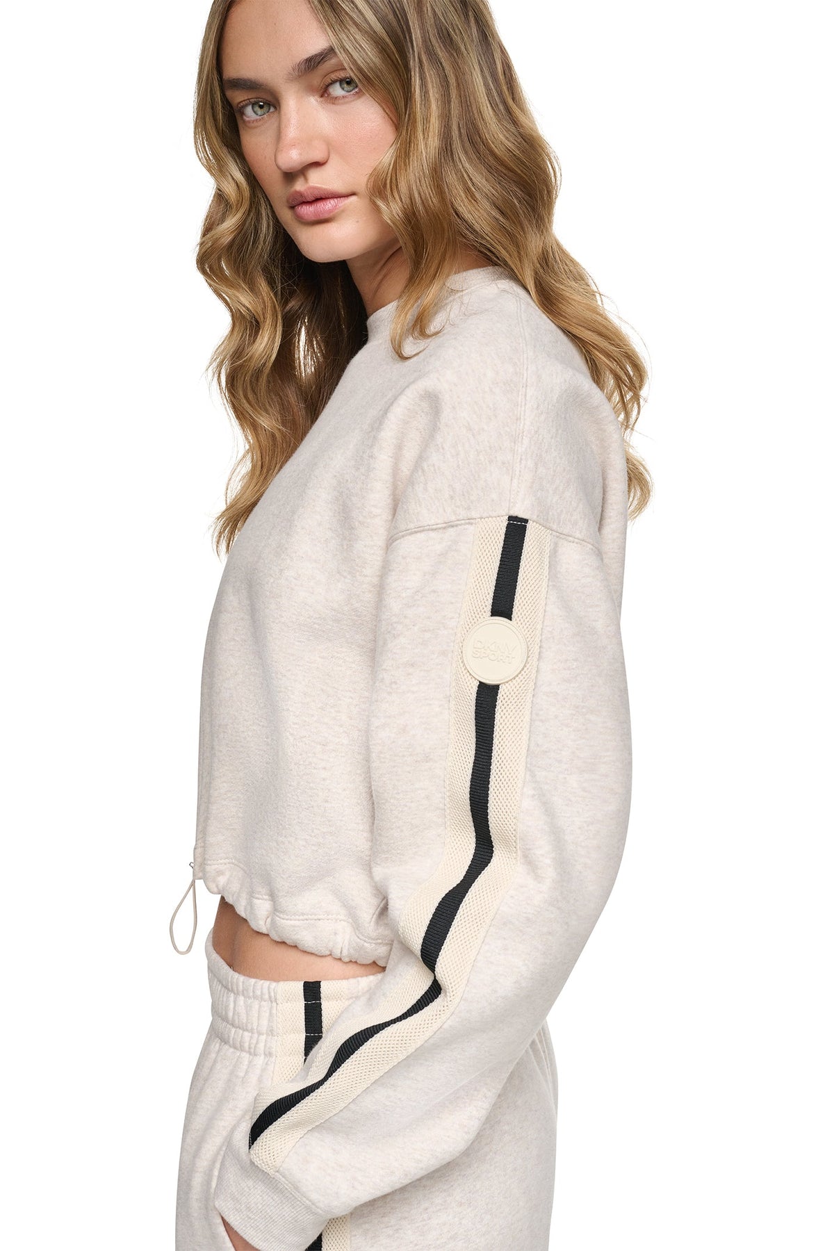 CROPPED STRIPED SWEATSHIRT Black | DKNY