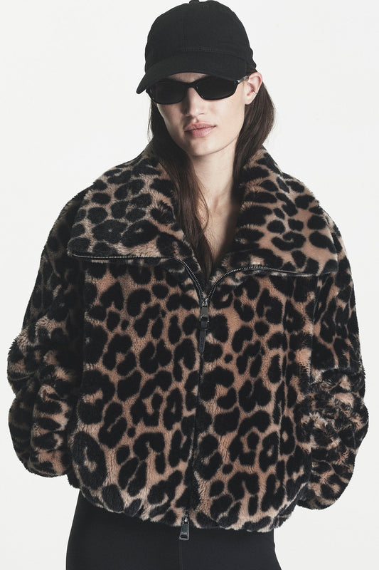 FAUX FUR BUBBLE HEM JACKET Leopard | DKNY