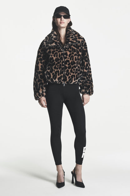 FAUX FUR BUBBLE HEM JACKET Leopard | DKNY