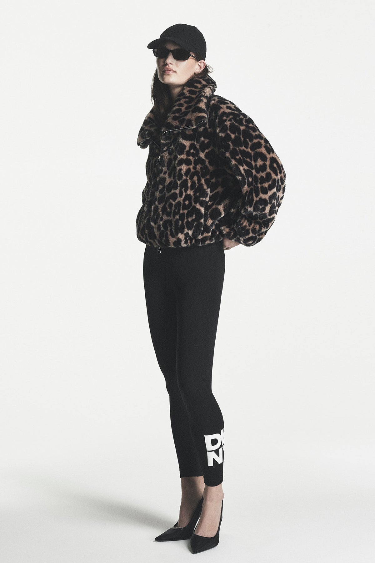 FAUX FUR BUBBLE HEM JACKET Leopard | DKNY