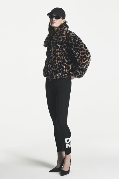 FAUX FUR BUBBLE HEM JACKET Leopard | DKNY