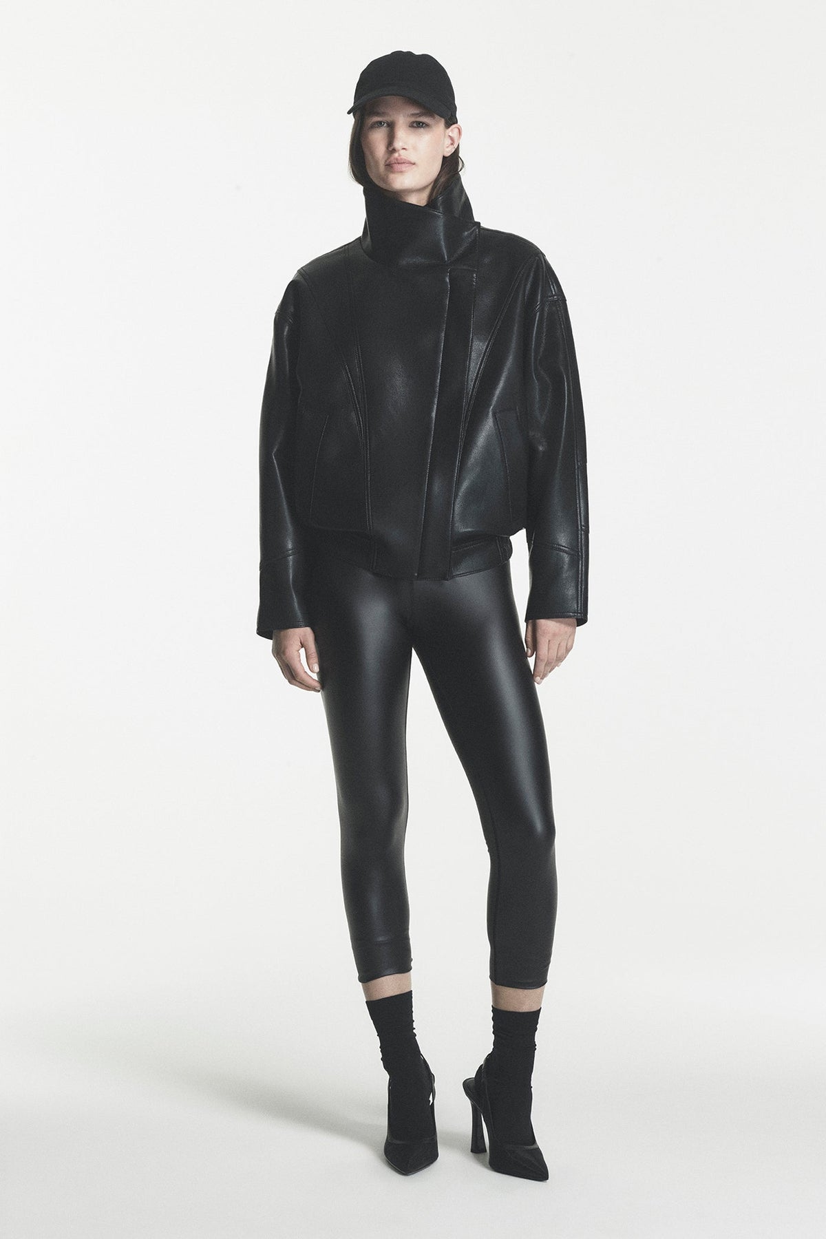 ASYMMETRIC FAUX LEATHER JACKET Black | DKNY