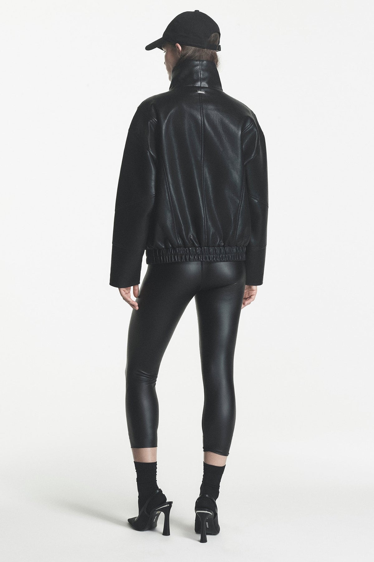 ASYMMETRIC FAUX LEATHER JACKET Black | DKNY
