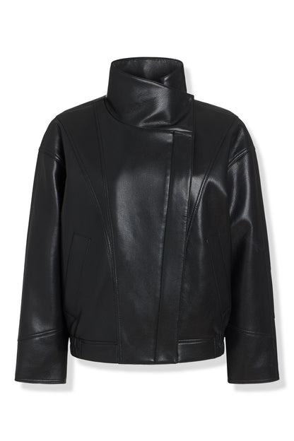 ASYMMETRIC FAUX LEATHER JACKET Black | DKNY