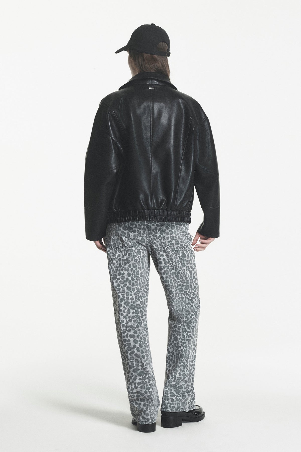 ASYMMETRIC FAUX LEATHER JACKET Black | DKNY