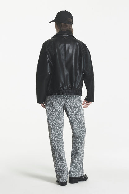 ASYMMETRIC FAUX LEATHER JACKET Black | DKNY