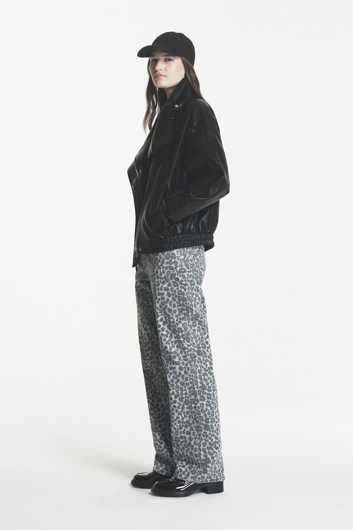 ASYMMETRIC FAUX LEATHER JACKET Black | DKNY