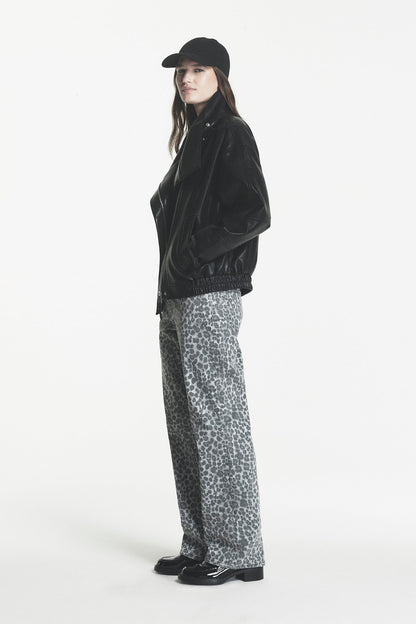 ASYMMETRIC FAUX LEATHER JACKET Black | DKNY