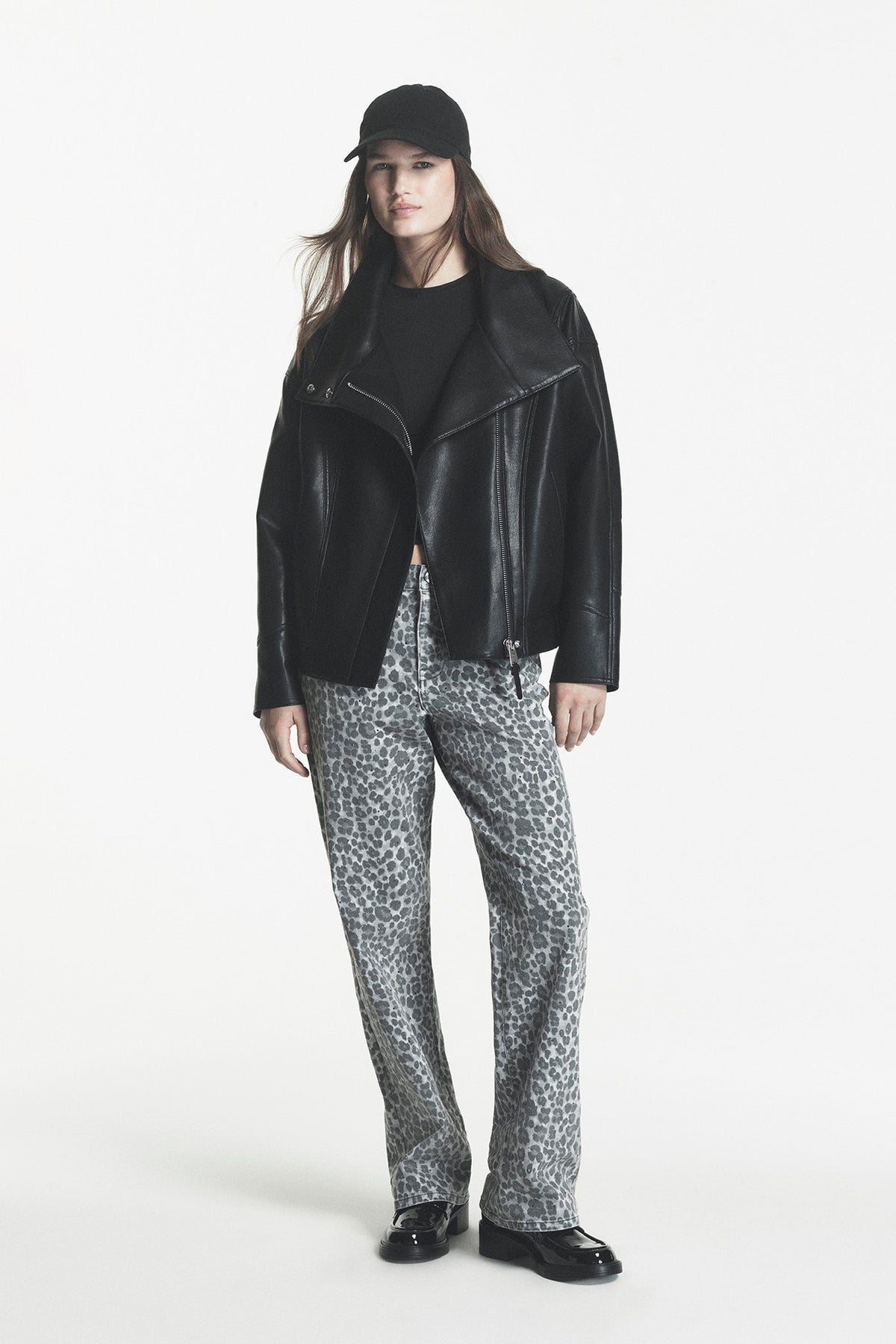 ASYMMETRIC FAUX LEATHER JACKET Black | DKNY