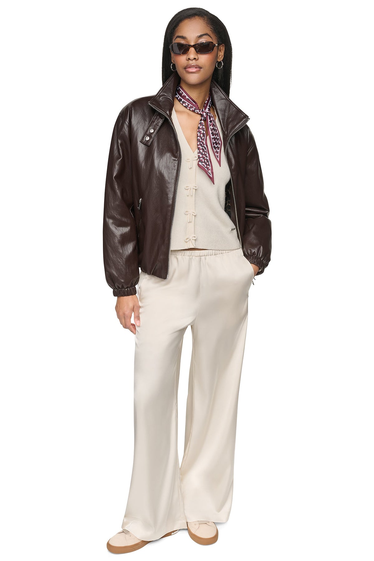 FAUX LEATHER BOMBER Black | DKNY