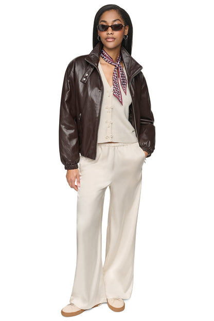 FAUX LEATHER BOMBER Black | DKNY