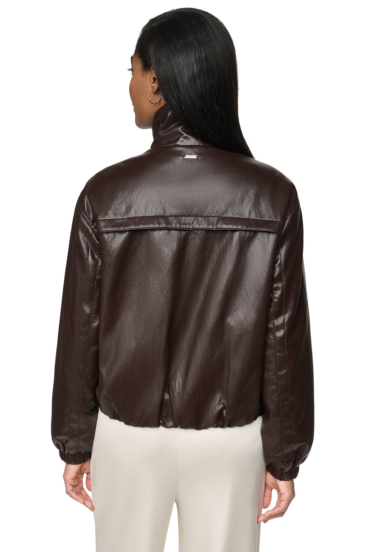 FAUX LEATHER BOMBER Black | DKNY