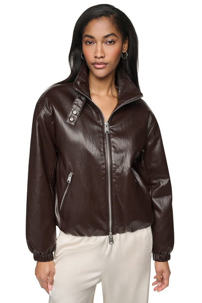FAUX LEATHER BOMBER Black | DKNY