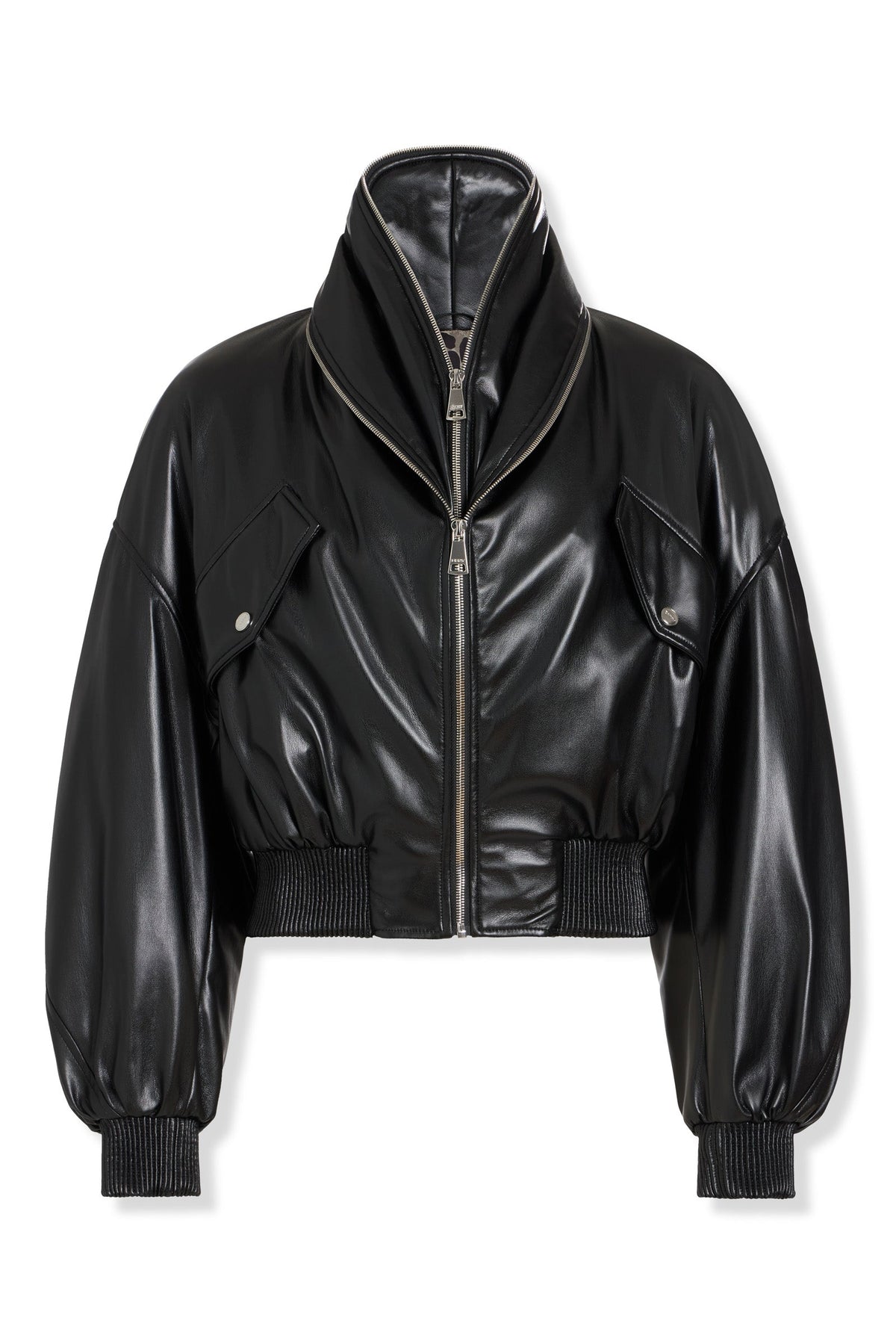 FAUX LEATHER BOMBER JACKET Black | DKNY