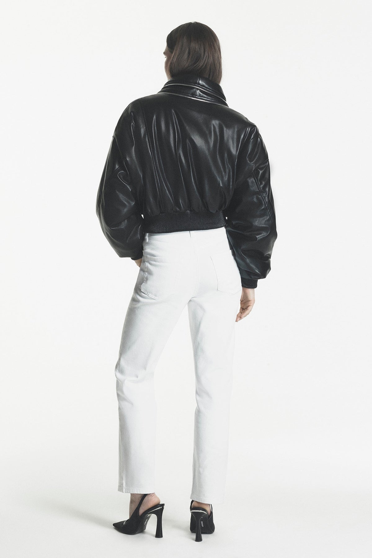 FAUX LEATHER BOMBER JACKET Black | DKNY