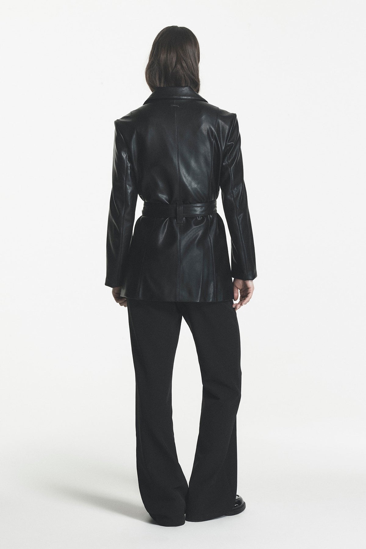 FAUX LEATHER BLAZER COAT Black | DKNY