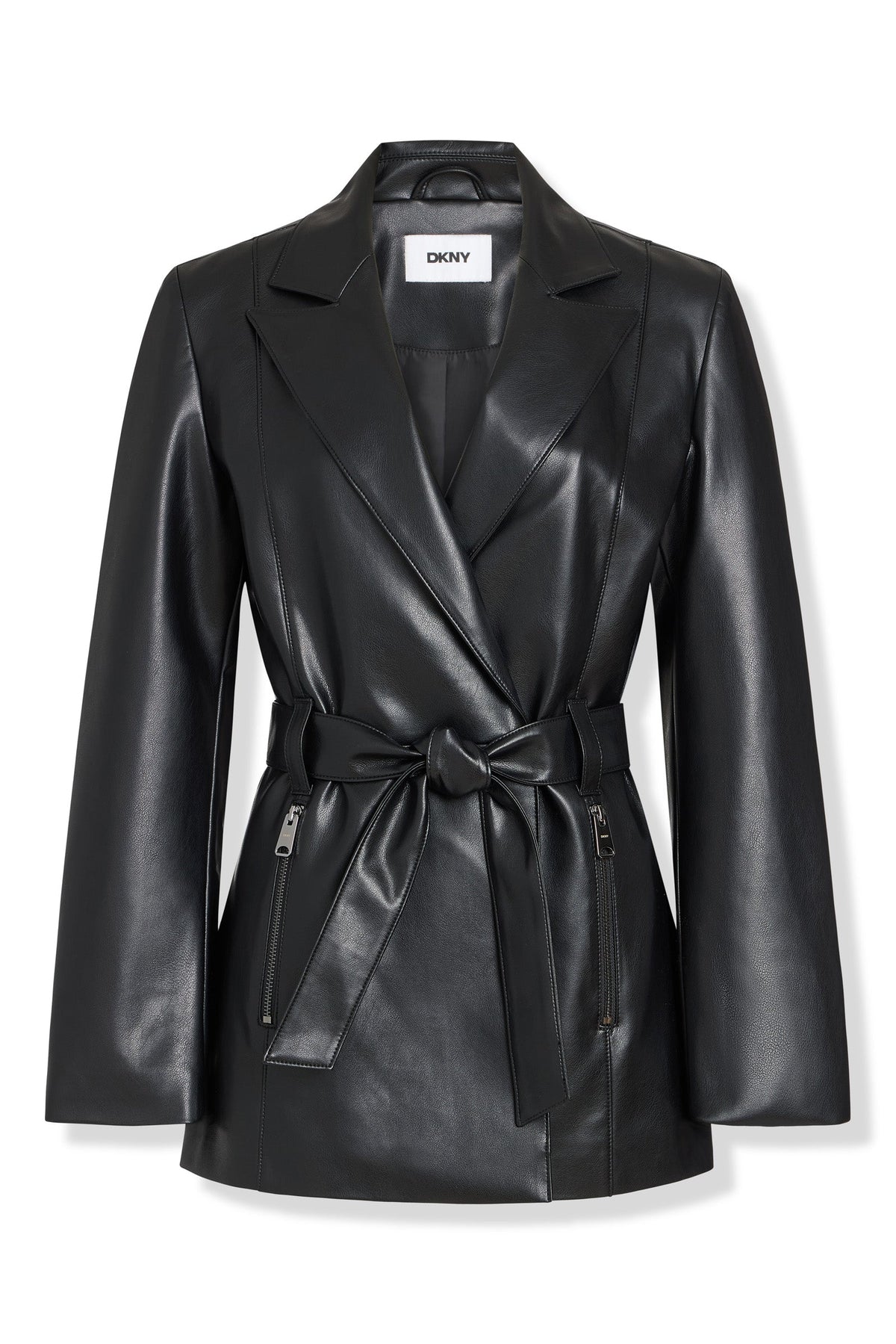 FAUX LEATHER BLAZER COAT Black | DKNY