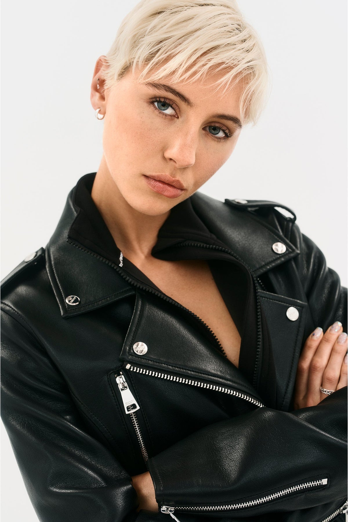 FAUX LEATHER MOTO JACKET Black | DKNY