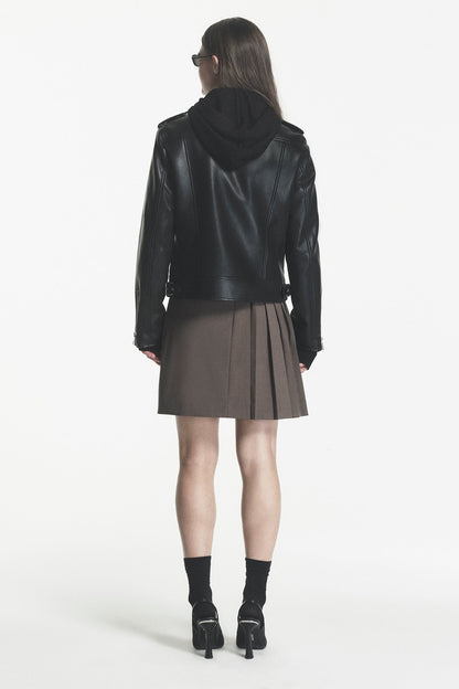 FAUX LEATHER MOTO JACKET Black | DKNY