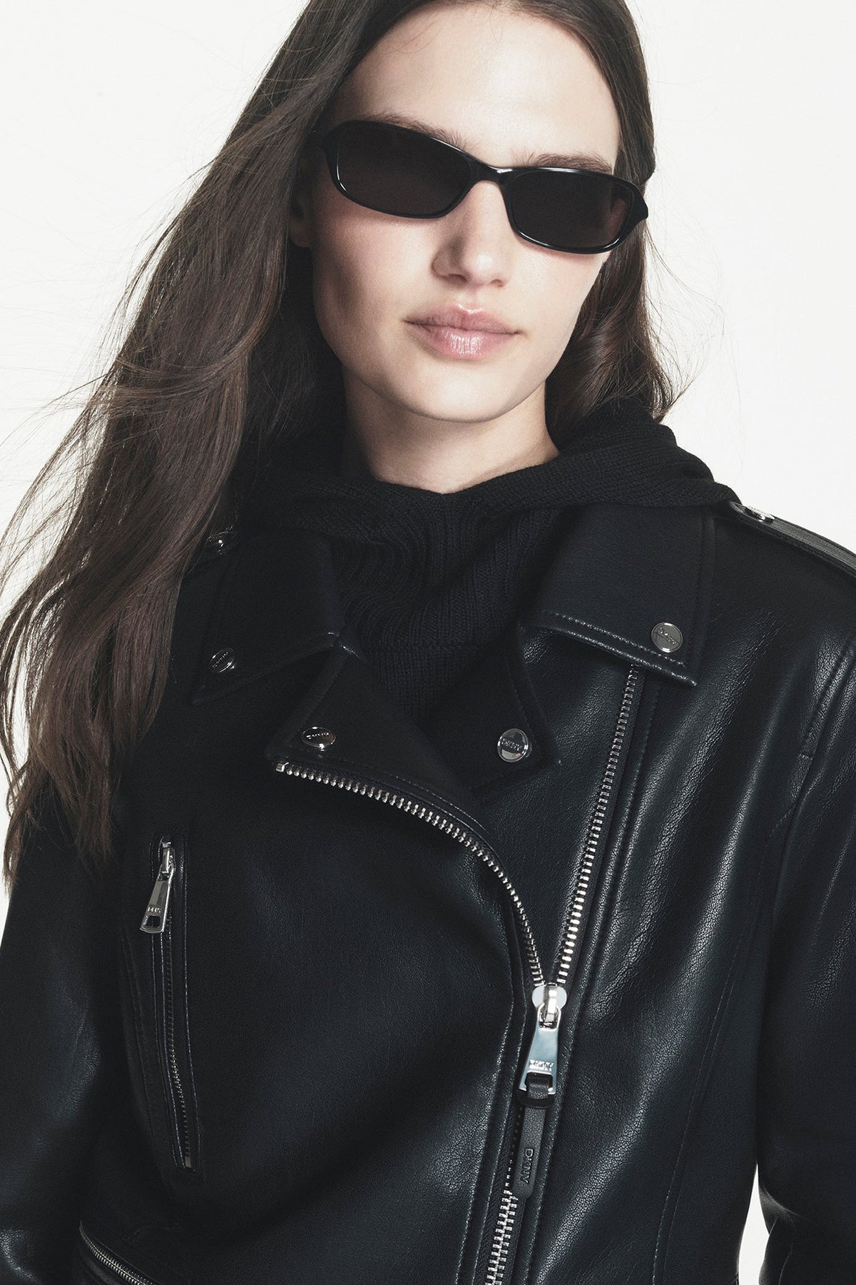 FAUX LEATHER MOTO JACKET Black | DKNY