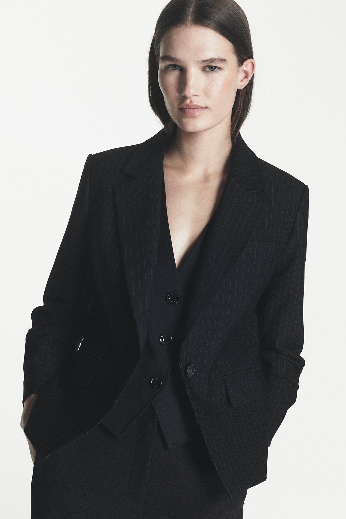 FRONT BUTTON BLAZER Black | DKNY
