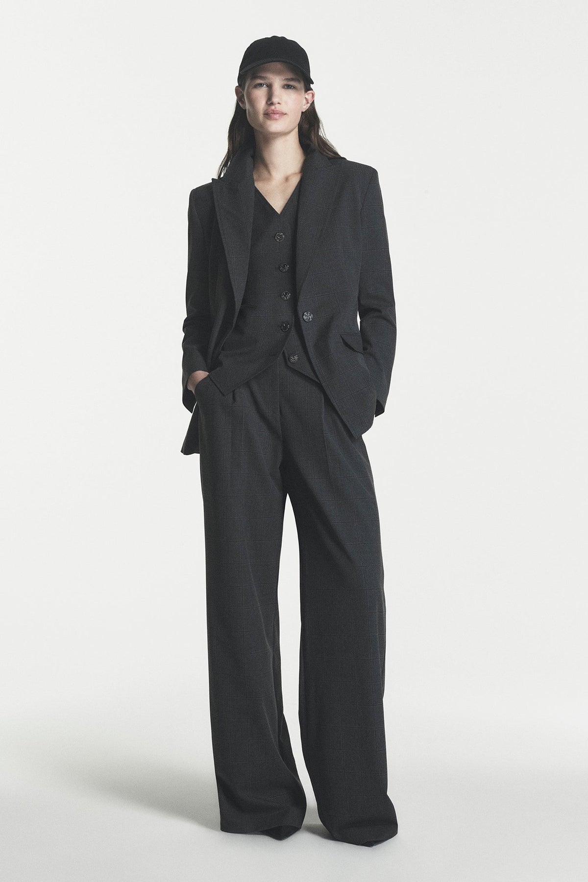 ONE BUTTON BLAZER Asphalt Combo | DKNY