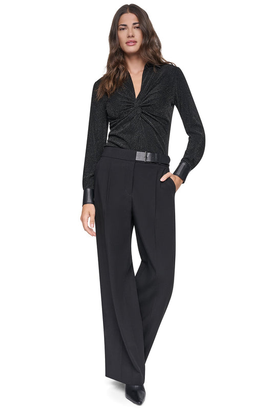 BELTED WIDE LEG TROUSER Black | DKNY