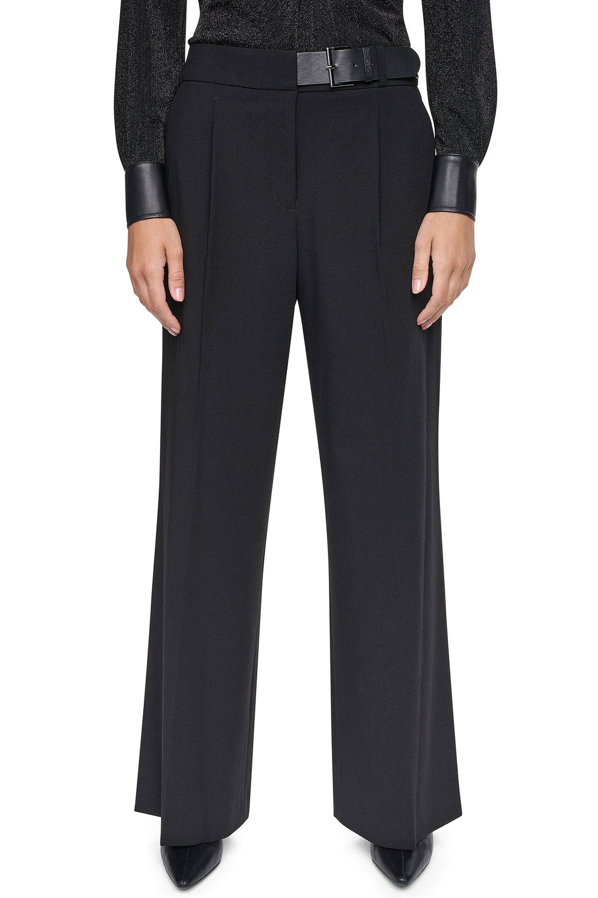 BELTED WIDE LEG TROUSER Black | DKNY