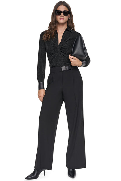 BELTED WIDE LEG TROUSER Black | DKNY