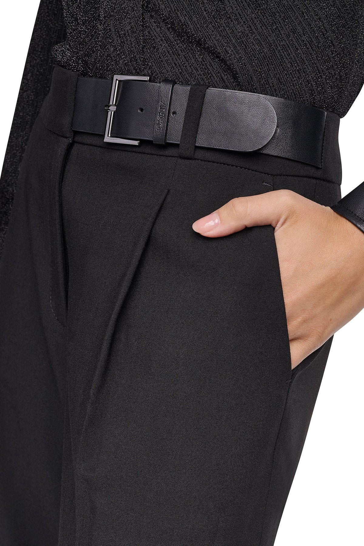 BELTED WIDE LEG TROUSER Black | DKNY