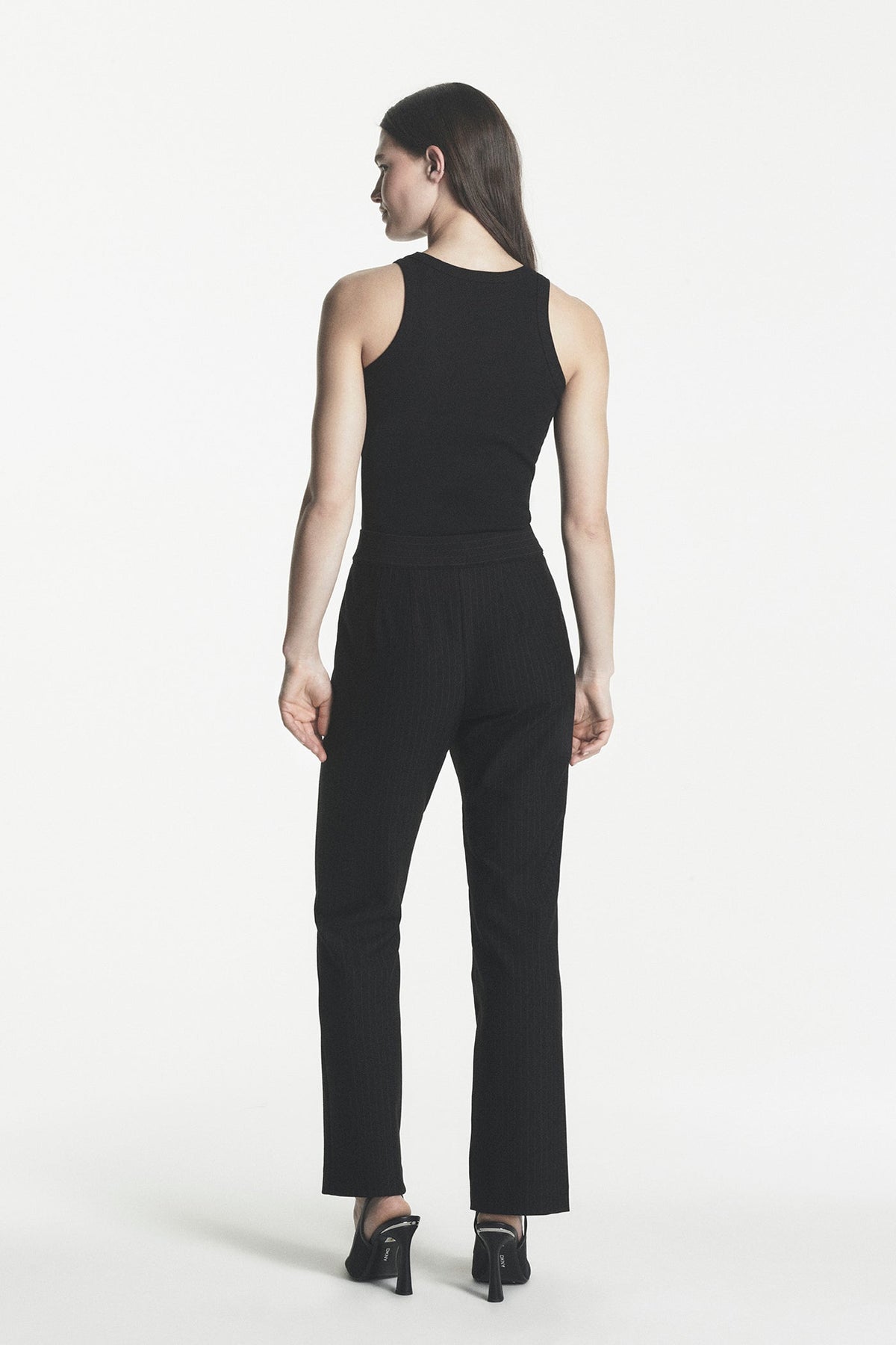 HIGH-RISE PINSTRIPE PANT Black | DKNY