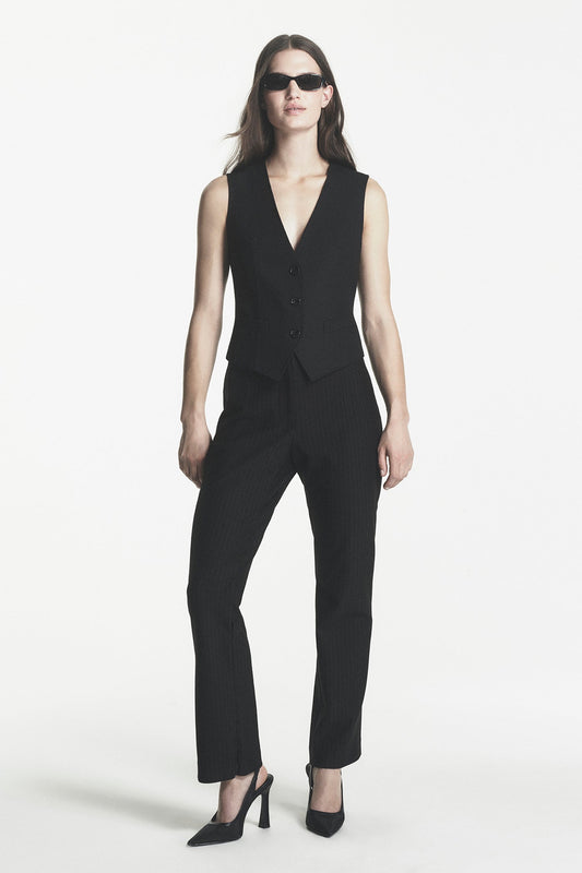 PINSTRIPE STRAIGHT LEG TROUSER Black | DKNY