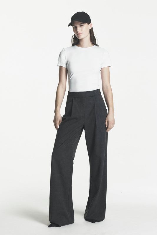 HIGH-RISE WIDE LEG PANT Asphalt Combo | DKNY