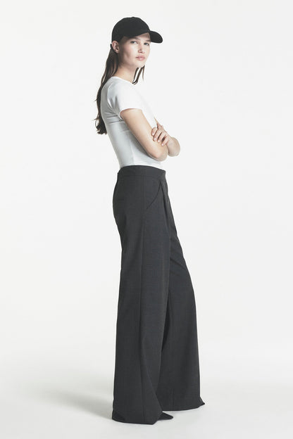 HIGH-RISE WIDE LEG PANT Asphalt Combo | DKNY