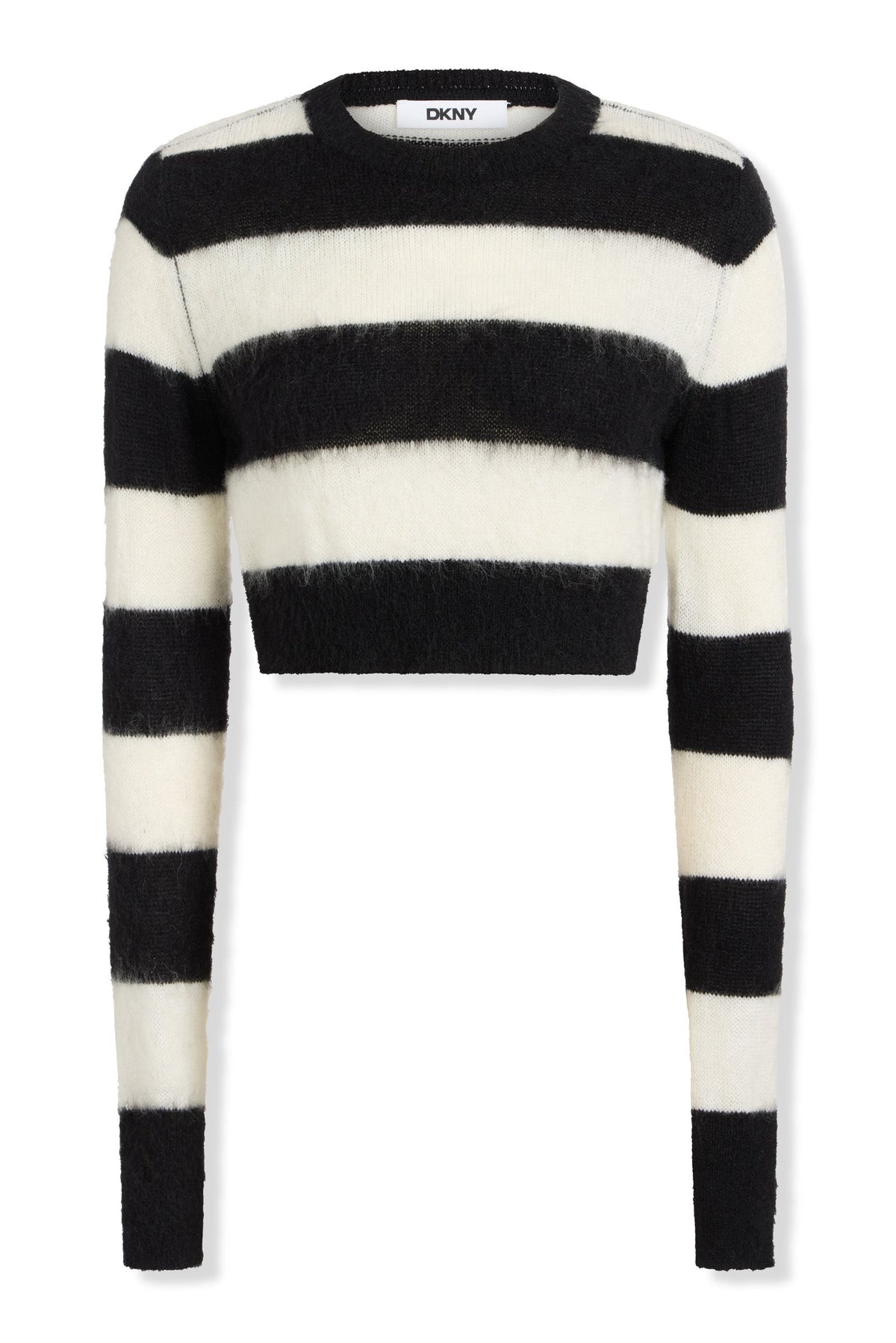 STRIPE CREW NECK SWEATER Black/Ivory | DKNY