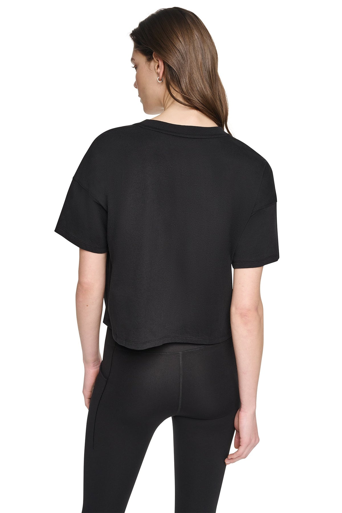 CROPPED METALLIC LOGO TEE Peacoat/Silver | DKNY