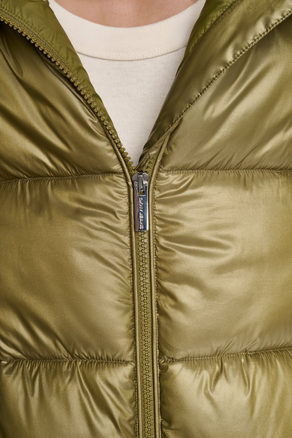 QUILTED PUFFER WITH DRAMA COLLAR Metallic Espresso | DKNY