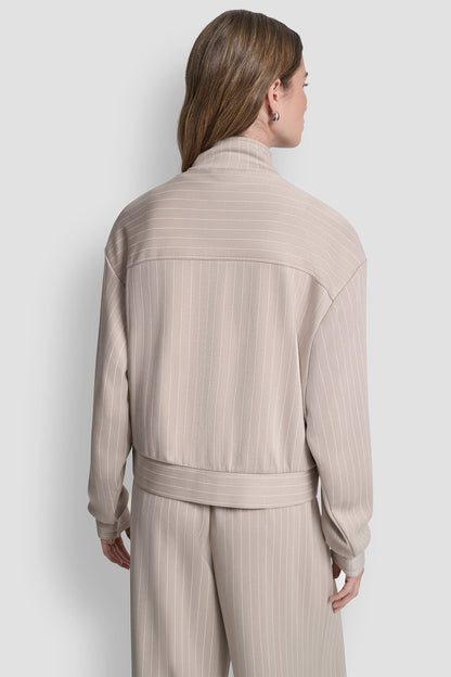 PINSTRIPED TRACK JACKET Black | DKNY