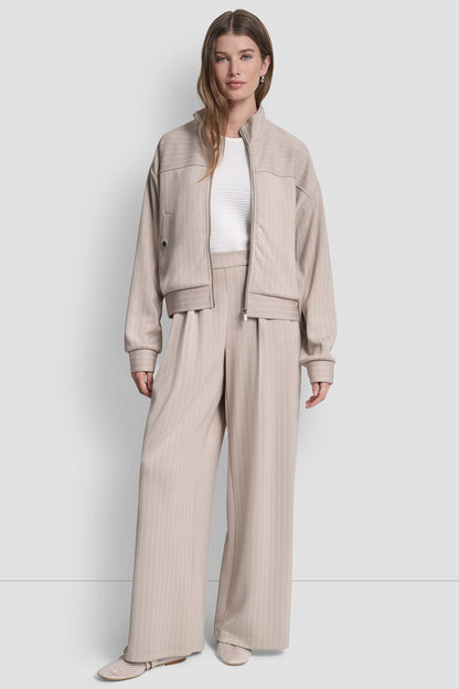 PINSTRIPED TRACK JACKET Black | DKNY