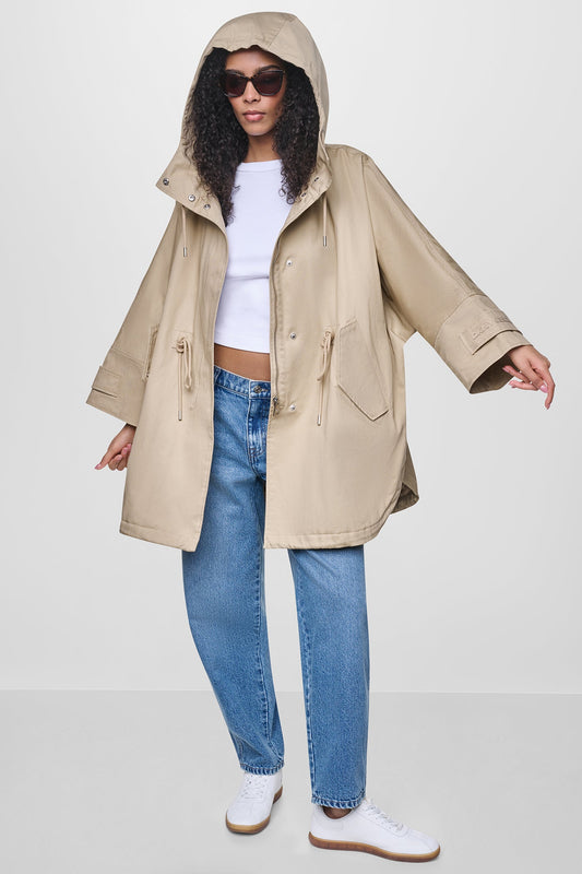 OVERSIZED HOODED ANORAK Travertine | DKNY