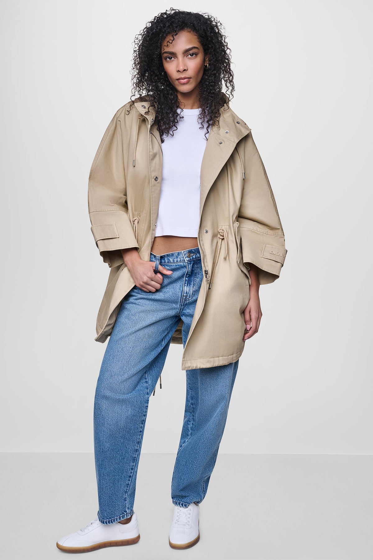 OVERSIZED HOODED ANORAK Travertine | DKNY